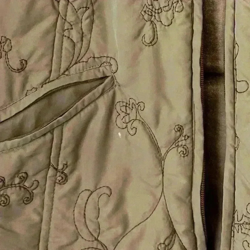 Dash Womens Tan Embroidered Floral Cottagecore Cabin Core Lined Vest  12 - Picture 8 of 13